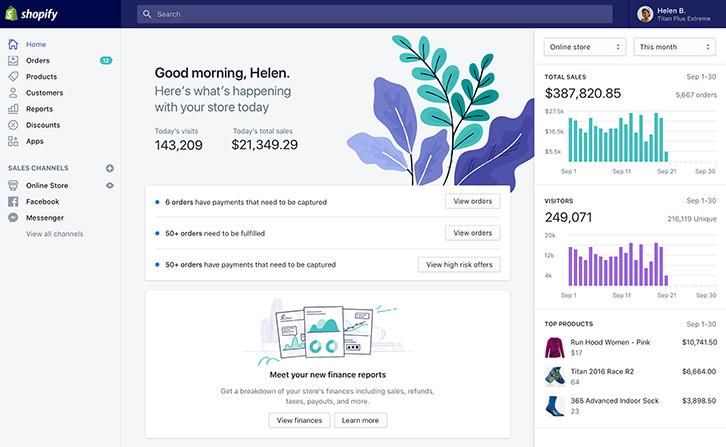 shopify scherm
