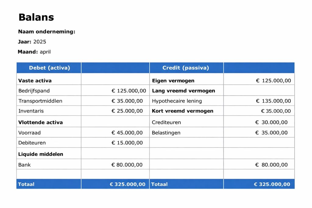 Balans berekening